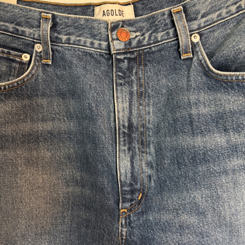 NEW AGOLDE Women 100% Organic Cotton Vintage High Rise Flare Medium Wash Jean 32 - Picture 3 of 16